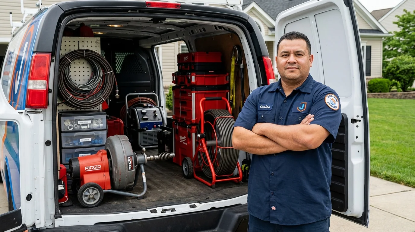 Professional drain cleaning equipment and Johns Plumbing LLC plumber in Goodman