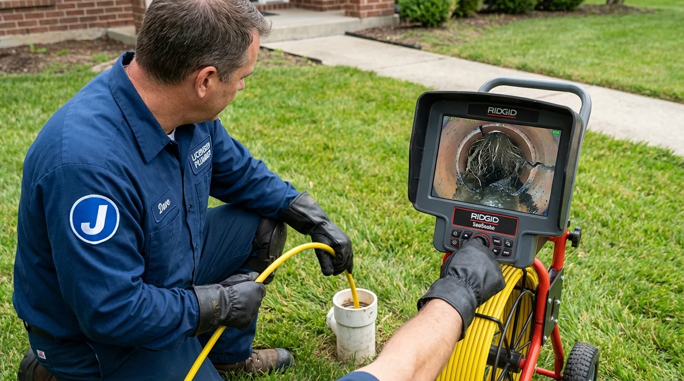 Sewer camera inspection being performed by Johns Plumbing LLC in Goodman
