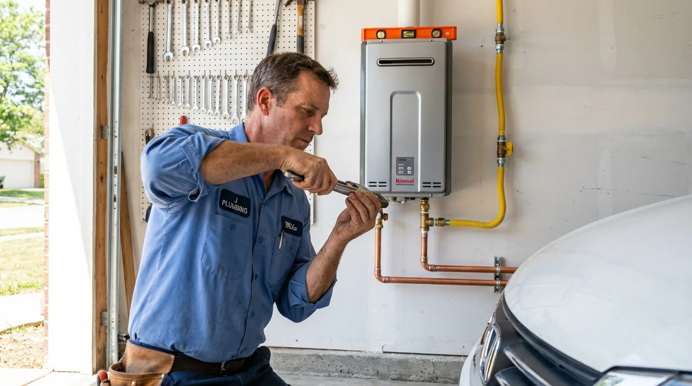 Tankless water heater installation by a Johns Plumbing LLC plumber in Goodman